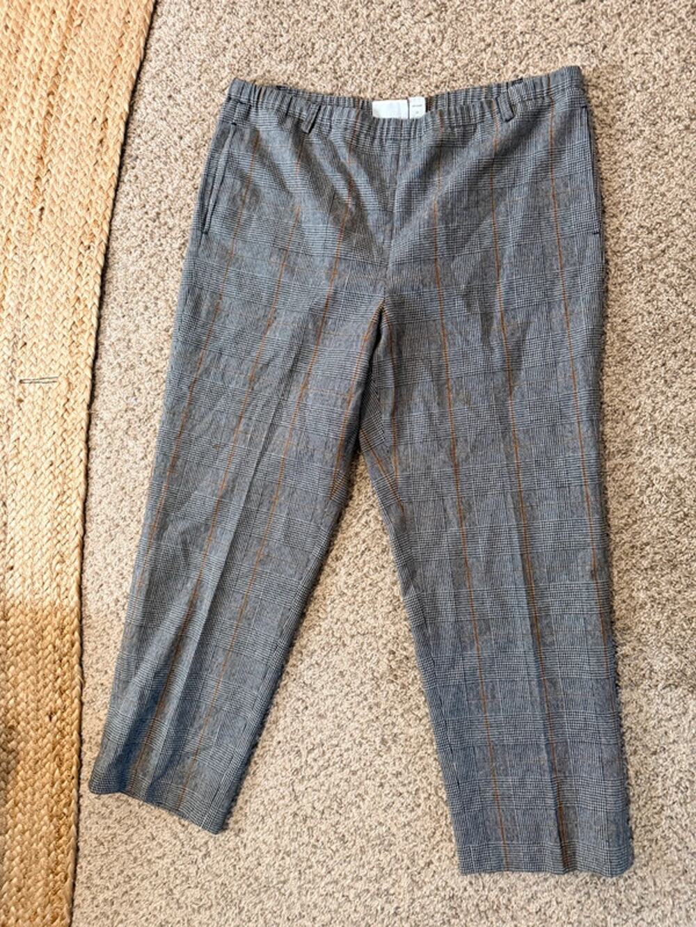 Orvis wool blend petite L herringbone pants pull on 3327